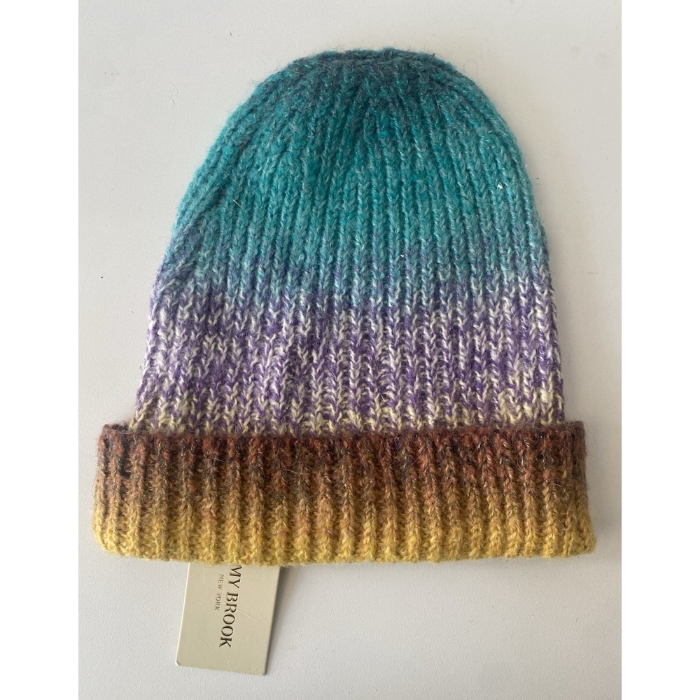 Ramy Brook Ombré Knit Beanie Hat Colorful Gradient NWT Boho Quiet Luxury Artsy